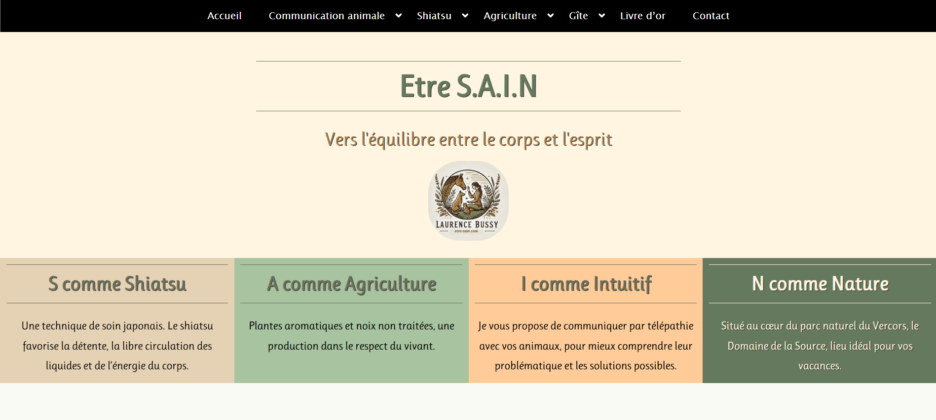 Site web etre sain gîte vente de noix et de plante, shiatsu